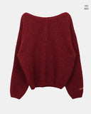 Sodan round neck henley neck loose wool long sleeve knit