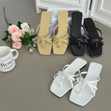 Basic Lovely Ribbon Twist Mules Summer Sandals Slippers