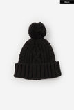 Pom pom twisted wool knit beanie