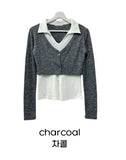 Brunch collar layered cardigan