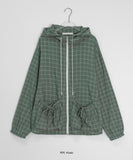 Bomiru Ribbon Hood Check Wind Jumper
