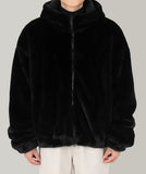 Hoodie silky fur jacket