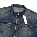 Ocean Washing Stitch Biker Denim Jacket