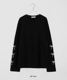 Cooing Ribbon Printing Long Sleeve Tee
