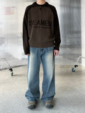 Half Zip-Up Lettering Knit