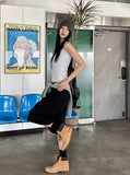 Yojeu Button Ribbed Layer Sleeveless