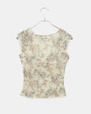 Jennings Flower Lace Frill Ribbon See-through Sleeveless