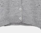 Bame Punching Collar Wool Knit Long Sleeve Cardigan