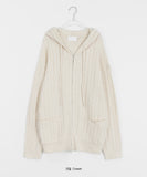 [unisex] Akuno two-way cable over knit hood zip-up