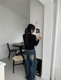 Felint Washing Incision Balloon Denim Pants