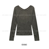 Fruit Back Twist Rib Knit Long Sleeve