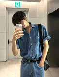 Summer denim half shirt