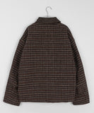 [unisex] Rikuna corduroy collar quilted check wool over jacket