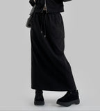 Patch cut long skirt