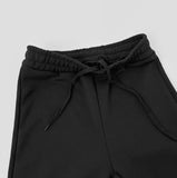 Mink fleece brushed semi-straight black banding pants