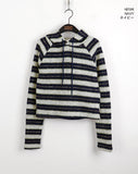 [Wool 10] Alo Stripe Color Crop Hood Knit