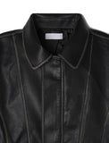 (UNISEX) Curve Slit Vintage Leather Jacket
