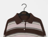 Kippek Stripe Color Matching PK Collar Knit