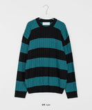 [unisex] Tomie cable stripe over knit