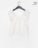 Hana Lace Ribbon Puff Sleeveless Short Sleeve Blouse