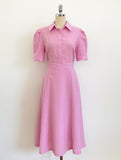 Bellian Shirt Puff Flare Long One Piece
