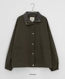 [BAONHAUS] Kitft Flower Corduroy Color Matching Collar Bomber Jacket