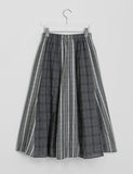 Rehues Vintage Seersucker Check Banding Long Skirt