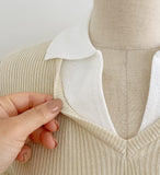 Gelato Color Matching Collar Cool Ribbed Knit
