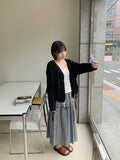 Futero Check Frill Banding Long Skirt