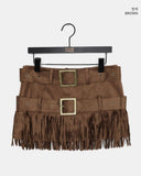 [Belt set] Leah Suede Two-Belt Tassel Mini Skirt