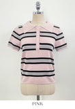 Oldin Stripe Collar Short Sleeve Knit