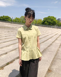 [MADE] Pooin Pleated Punching Short Sleeve Blouse