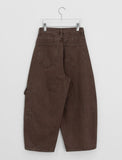 Bertella Washing Brushed Cargo Balloon Wide Pants