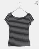 Anzo Stripe Off-Shoulder Short Sleeve T-Shirt