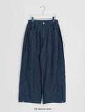 Maroon Side Button Wide Denim Pants