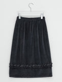 Oleden Velvet Frill Long Skirt