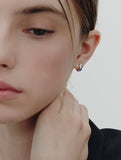 Champagne Full Moon Silver Grip One-Touch Earrings S