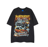Vintage carwash print loose short sleeve
