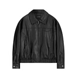 Overfit Curved Glow Leather Jacket