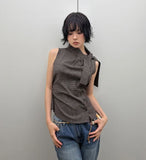 STRAP CHECK SLEEVELESS SHIRT