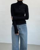 Turtleneck Ribbed Warmer T-Shirt
