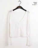Deepu linen two-way V-neck cropped long sleeve cardigan