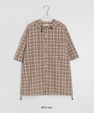 [unisex] Imeo Check Short Sleeve Hood Shirt