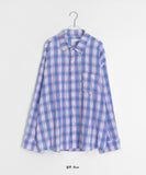 [unisex] Shudel Summer Seersucker Check Over Shirt