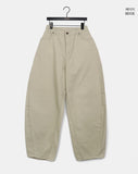 Cookie Stripe Cut Balloon Fit Wide Cotton Long Pants