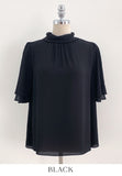 Netel Half-Neck Shirring Short Sleeve Blouse