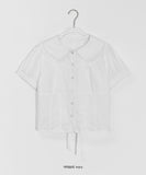 Bomeck Back Ribbon Collar Short Sleeve Blouse