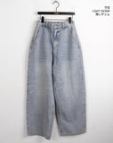 [MADE] Betts Light Washing Back Banding Denim Long Wide Pants