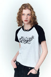 Ribbon Tail Crop Raglan Short Sleeve Tee