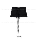 Molder strap layered pleated skirt